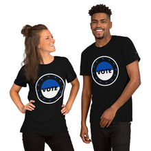 Load image into Gallery viewer, VOTE - Short-Sleeve Unisex T-Shirt - Black &amp; Blue
